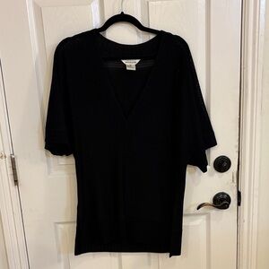 Misook Black Textured V-Neck Top